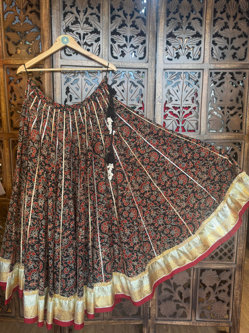 BLACK AJRAKH SKIRT RAAS'25 HANDMADEAHOLIC BY MISHKA
