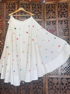 OFF WHITE UMBRELLA MULTI MIRROR WORK SKIRT HANDMADEAHOLIC BY MISHKA
