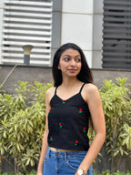 BLACK EMBROIDERY CAMI TOP HANDMADEAHOLIC BY MISHKA