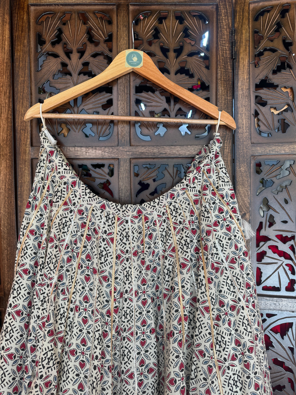 OFF WHITE AJRAKH SKIRT RAAS'25 HANDMADEAHOLIC BY MISHKA