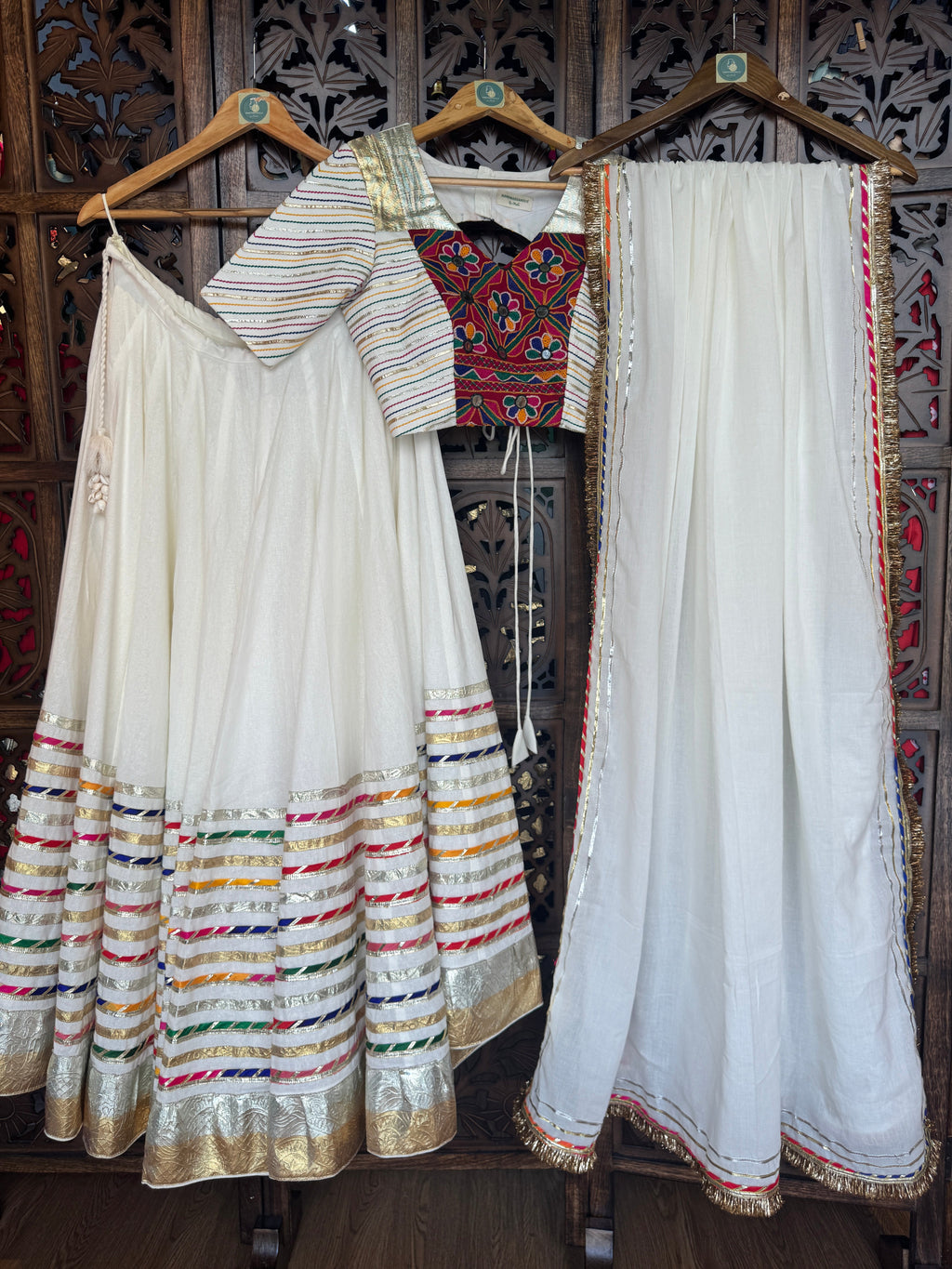 OFF WHITE MULTI GOTTA CHANIYA CHOLI RAAS'25 HANDMADEAHOLIC BY MISHKA