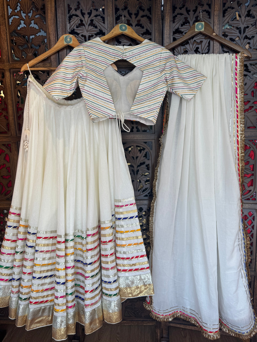 OFF WHITE MULTI GOTTA CHANIYA CHOLI RAAS'25 HANDMADEAHOLIC BY MISHKA