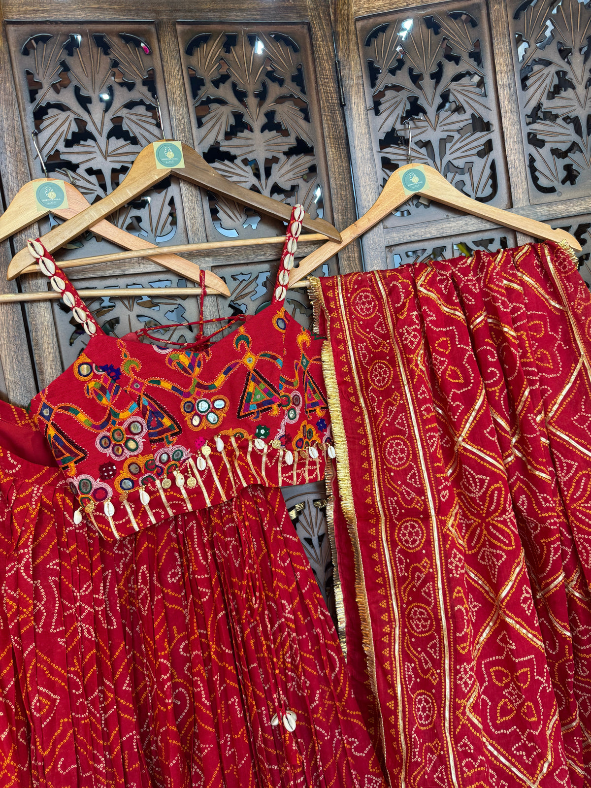 RED BANDHANI CHANIYA CHOLI RAAS'25 HANDMADEAHOLIC BY MISHKA