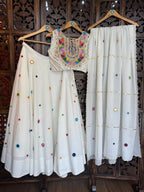 OFF WHITE MULTI MIRROR  CHANIYA CHOLI RAAS'25 HANDMADEAHOLIC BY MISHKA
