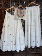 OFF WHITE MULTI MIRROR  CHANIYA CHOLI RAAS'25 HANDMADEAHOLIC BY MISHKA