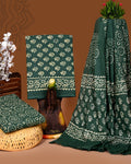 HANDBLOCK COTTON UNSTITCHED SUIT WITH COTTON DUPATTA