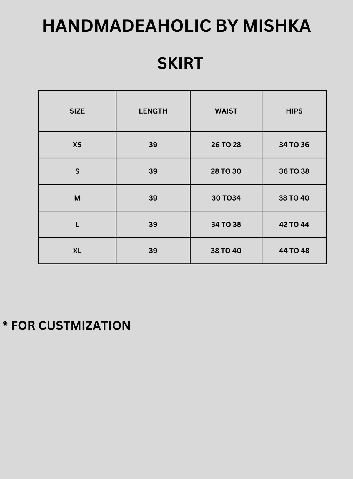 MULMUL COTTON PURPLE SKIRT WITH BROAD LACE Size Chart