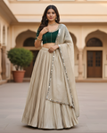 GOLDEN AND GREEN CRUSH LEHNGHA HANDMADEAHOLIC BY MISHKA